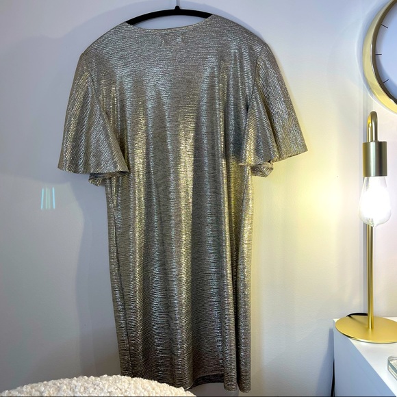 Eve + Enoch Gold Flutter Sleeve Dress - Picture 5 of 8